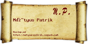 Mátyus Patrik névjegykártya