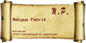 Mátyus Patrik névjegykártya